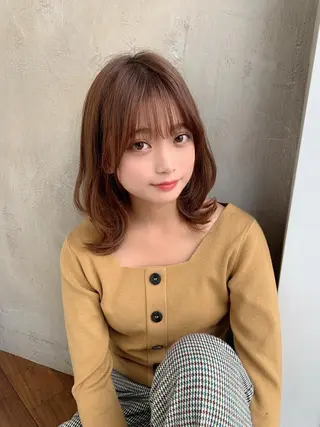 ミディアム カラー 新宿✨顔周りカット 韓国ヘア/坂本亜裟海のヘアスタイル