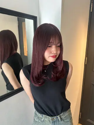 ミディアム カラー riho🎀 / 梅田美容室のヘアスタイル