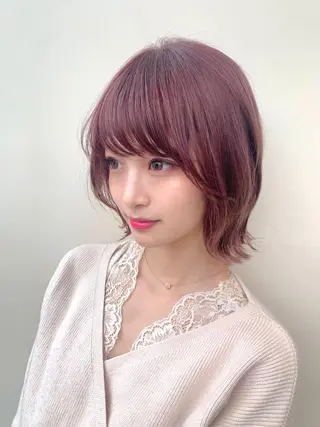 ミディアム カラー パーマ ヘアアレンジ 骨格別小顔カット/ 顔周りカット/金井のヘアスタイル