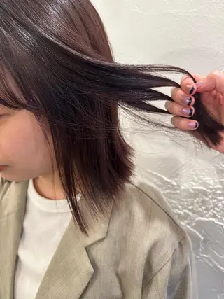 ショート カラー レザーカット/ ミニボブ/しおりのヘアスタイル