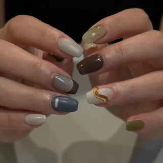 ショート カラー パーマ ヘアアレンジ メンズ キッズ ネイル マツエク・マツパ アイブロウ ar. harajukuのネイルデザイン