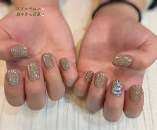 ネイル ショートネイル 森のさんぽ道のネイルデザイン