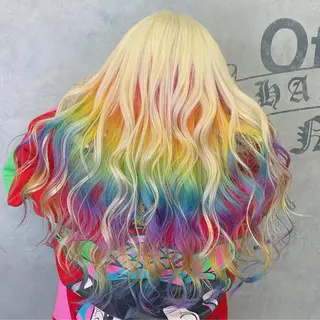 セミロング ブリーチ&エクステ 🥀ケアカラー特化のヘアスタイル