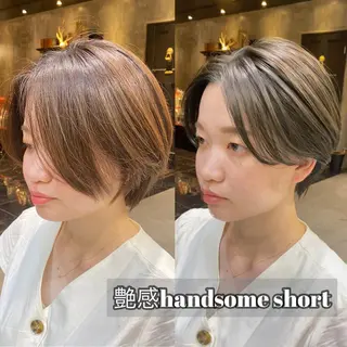 ショート カラー 透明感カラー🌿 グレージュ🐺陽介のヘアスタイル