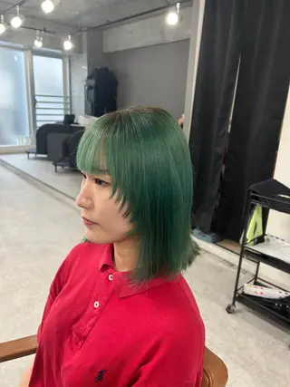ミディアム カラー カズキ🌼曲がる 縮毛矯正のヘアスタイル
