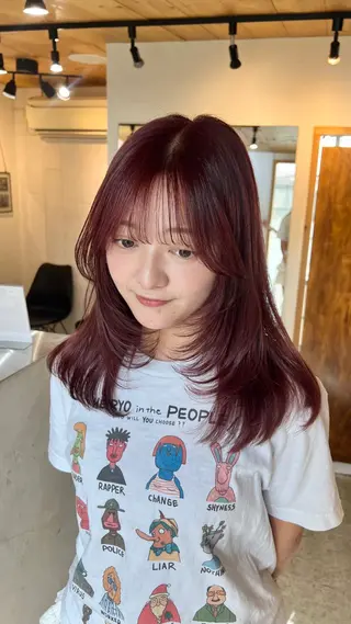 セミロング 暖色カラー/レイヤー カット☁️MEI☁️のヘアスタイル