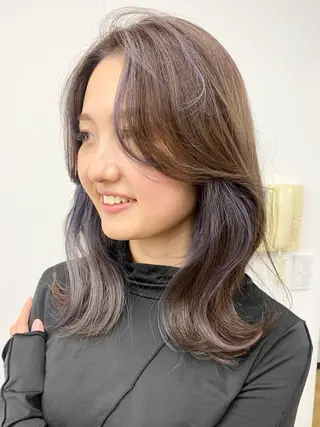セミロング カラー パーマ ヘアアレンジ メンズ キッズ ネイル マツエク・マツパ アイブロウ 韓国風×透明感カラー 髪質改善オタベシンヤのヘアスタイル