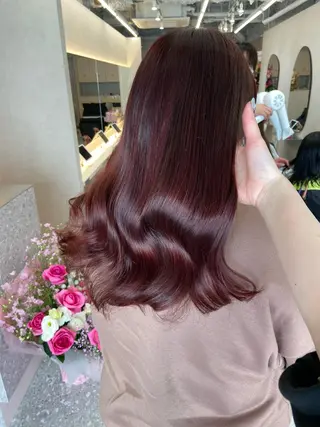 セミロング カラー 新宿/韓国ヘア 中明度カラー/かやのヘアスタイル