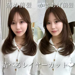 セミロング カラー 似合わせレイヤー/ 透明感カラーのヘアスタイル