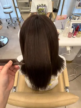 ミディアム ハルカ 透明感カラー 美髪縮毛矯正🥣のヘアスタイル