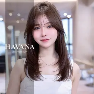 セミロング カラー ill HAVANA 【レイヤー/韓国】のヘアスタイル