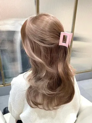 セミロング カラー ヘアアレンジ 🤎小顔レイヤー /ベージュ🤎友香のヘアスタイル
