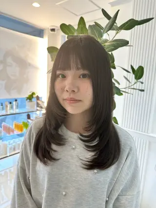 セミロング カラー KOGA／ パーマモデル募集のヘアスタイル