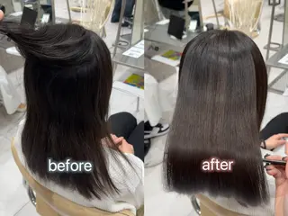 ミディアム パーマ 透明感|ストレート| クロスパーマ|はるかのヘアスタイル