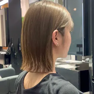 ミディアム カラー お悩み改善ボブ 顔まわりカット/こうのヘアスタイル