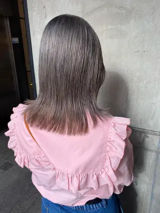 ミディアム カラー パーマ ヘアアレンジ メンズ キッズ ネイル mana 暖色カラーカットのヘアスタイル