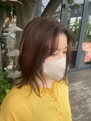 セミロング カラー 梨子🐣艶カラー🌈 ダメージレス💖のヘアスタイル