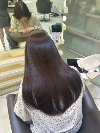 ロング カラー 銀座レイヤーカット ×シースルー前髪のヘアスタイル