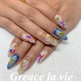ロング カラー キッズ ネイル Greace  la vieのネイルデザイン