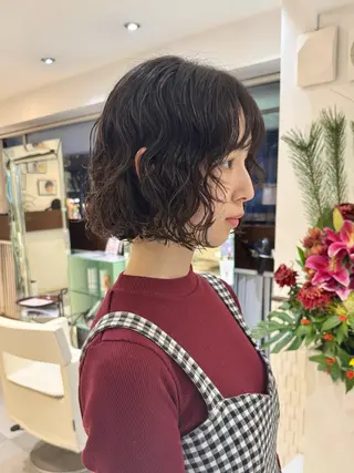 ショート パーマ デジタルパーマ 🌀ボブ　萩原　龍のヘアスタイル