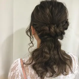 ミディアム カラー ヘアアレンジ きむえり/髪質改善 /うねり広がり改善のヘアスタイル