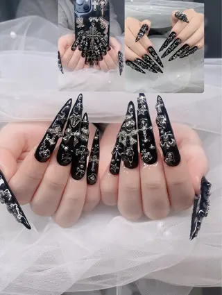 ロング ハイネイル 自宅サロンのネイルデザイン