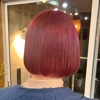 カラー まろみ暖色×ボブ ×chia🕯のヘアスタイル