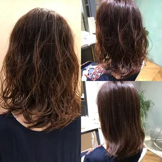 ミディアム パーマ 乾かすだけで艶髪酸性 ストレート髙橋悠耶のヘアスタイル