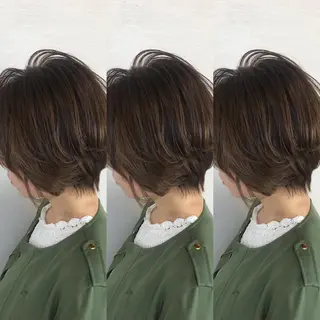 ショート カラー 韓国レイヤーカット/ ダブルカラーのヘアスタイル