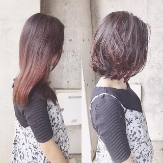 ミディアム カラー パーマ 及川 光のヘアスタイル