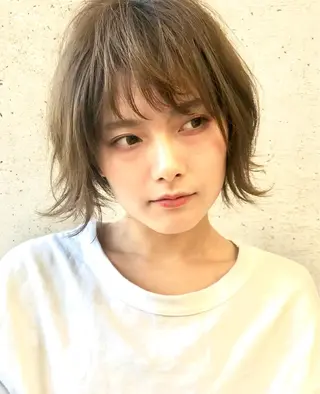 ショート カラー パーマ ✨透明感カラー✨髪質 改善✨国分魚生のヘアスタイル