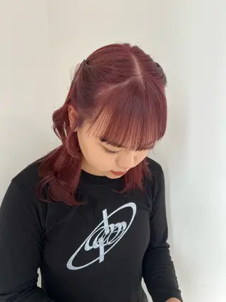 ミディアム カラー 🎀ダブルカラー/ ピンク×ガーリー🎀のヘアスタイル