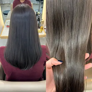セミロング カラー まとまるボブ/ 顔まわりレイヤーのヘアスタイル