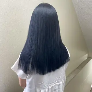 ミディアム カラー パーマ ヘアアレンジ メンズ キッズ ネイル マツエク・マツパ 切りっぱなしヘアボブ ミディアムヘアRYOのヘアスタイル