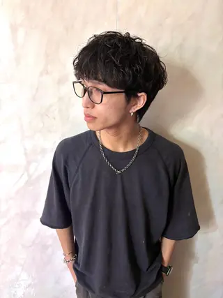 ショート パーマ 本厚木パーマ&ブリー チMEN'Sショートのヘアスタイル