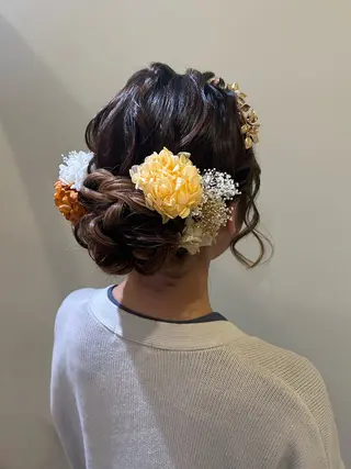 セミロング ヘアアレンジ ボウ🪞ヘアセット /メイク/マツパのマツエク・マツパデザイン