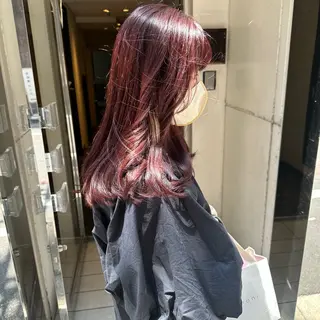 セミロング カラー sena/博多/ コテ巻き風パーマのヘアスタイル