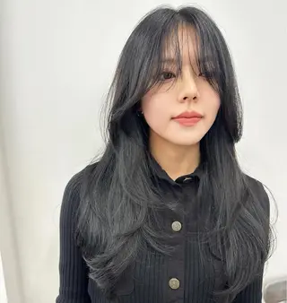 セミロング カラー 韓国風×透明感カラー 髪質改善オタベシンヤのヘアスタイル