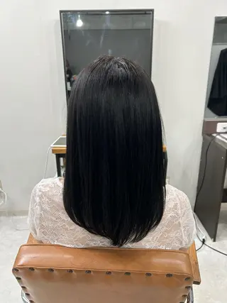 ロング カズキ🌼曲がる 縮毛矯正のヘアスタイル