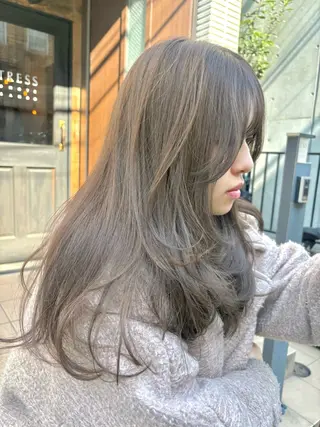 ロング カラー パーマ レイヤー/透明感/ ブリーチなし/わかなのヘアスタイル