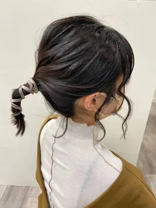 ミディアム ヘアアレンジ ワタナベ リリコのヘアスタイル