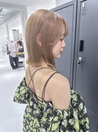 ミディアム ピンクベージュ/新潟 万代/高橋桃葉🍑のヘアスタイル