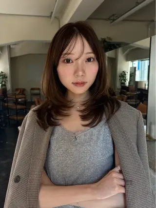 ミディアム 透明感カラー/顔周り カット/ののか💞のヘアスタイル