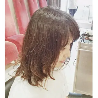 セミロング パーマ カラー ショートヘア💫 ハイトーン西田拓馬のヘアスタイル