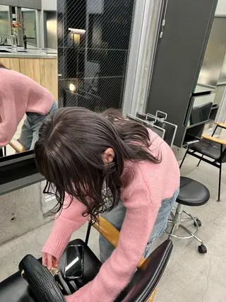 ミディアム カラー パーマ ヘアアレンジ メンズ キッズ mana 暖色カラーカットのヘアスタイル