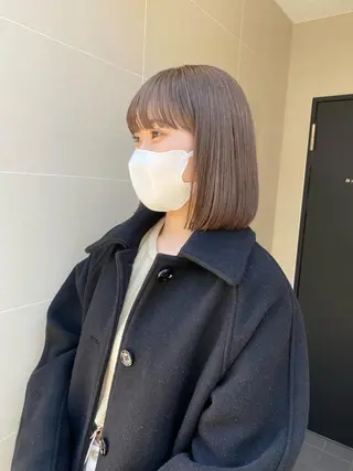 ミディアム カラー ボブ/ミニボブ 透明感カラーkadoのヘアスタイル