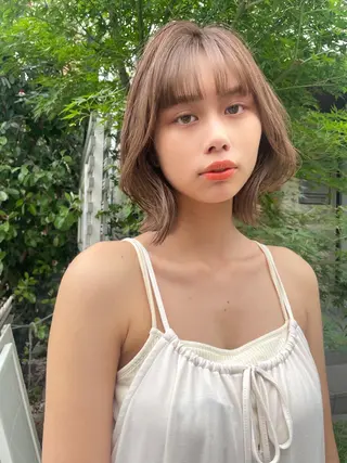ミディアム カラー 顔周りカット 【オノザワリョウ】のヘアスタイル