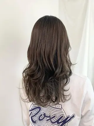 セミロング カラー パーマ ヘアアレンジ マツエク・マツパ まろやかベージュ/ JOのヘアスタイル