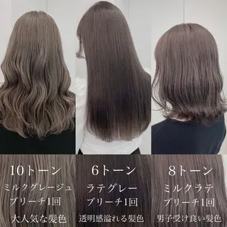 セミロング カラー ヘアアレンジ ネイル マツエク・マツパ ベージュグレージュ 💕しゅーじ💕のヘアスタイル