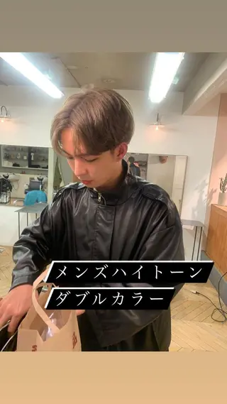 ショート カラー メンズ スパイラルパーマ 🌐hina⭐️のヘアスタイル